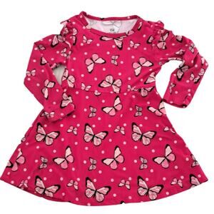2 For $5 Sale Girl's Pink Velvet Red Dress With Butterflies Size 4T
